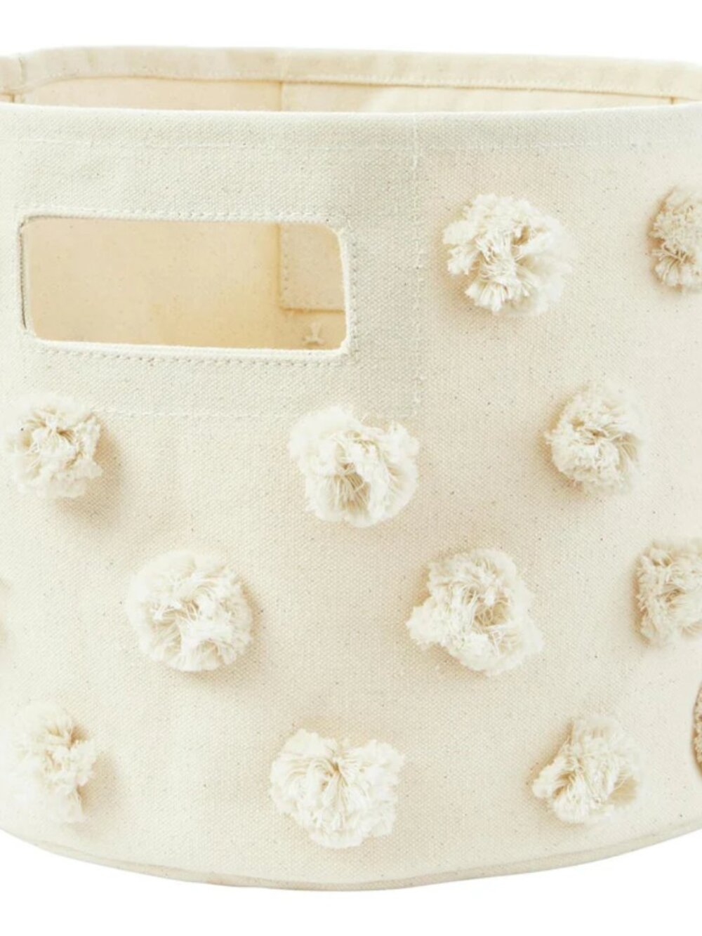 Like-New Pehr Pom Pom Basket Bin, Cream/Beige